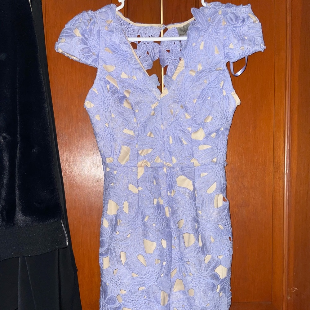 Wedding guest/homecoming lavender capped sleeve dress